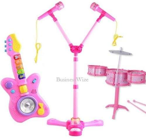 3 in 1 Musical Instrument Concert Center  Microphone Set, Guitar & Drum Set, Learn & Play