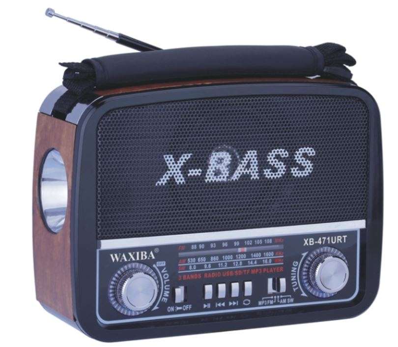 SD/USB/TF MP3 Player - AM/FM Radio, Build in X-Bass Speaker, Flash Light & Rechargeable Battery