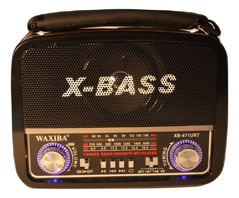 SD/USB/TF MP3 Player - AM/FM Radio, Build in X-Bass Speaker, Flash Light & Rechargeable Battery