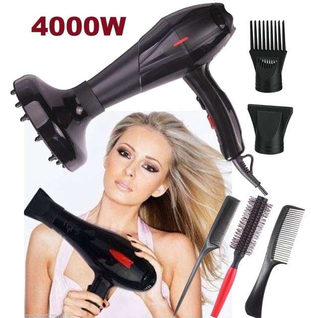 6 IN 1 - 4000W Professional Hair Dryer - Heavy Duty, Extreme Power, 3 Heat Settings & Silent Design