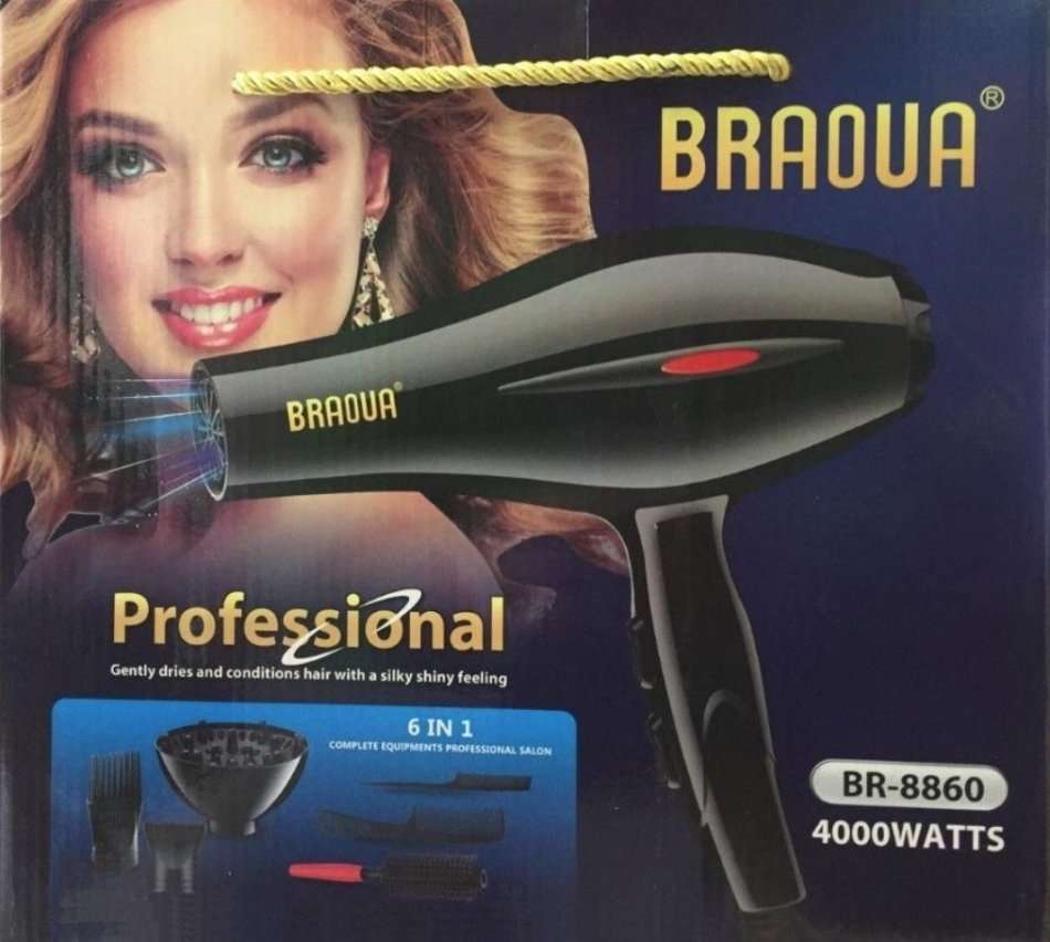6 IN 1 - 4000W Professional Hair Dryer - Heavy Duty, Extreme Power, 3 Heat Settings & Silent Design
