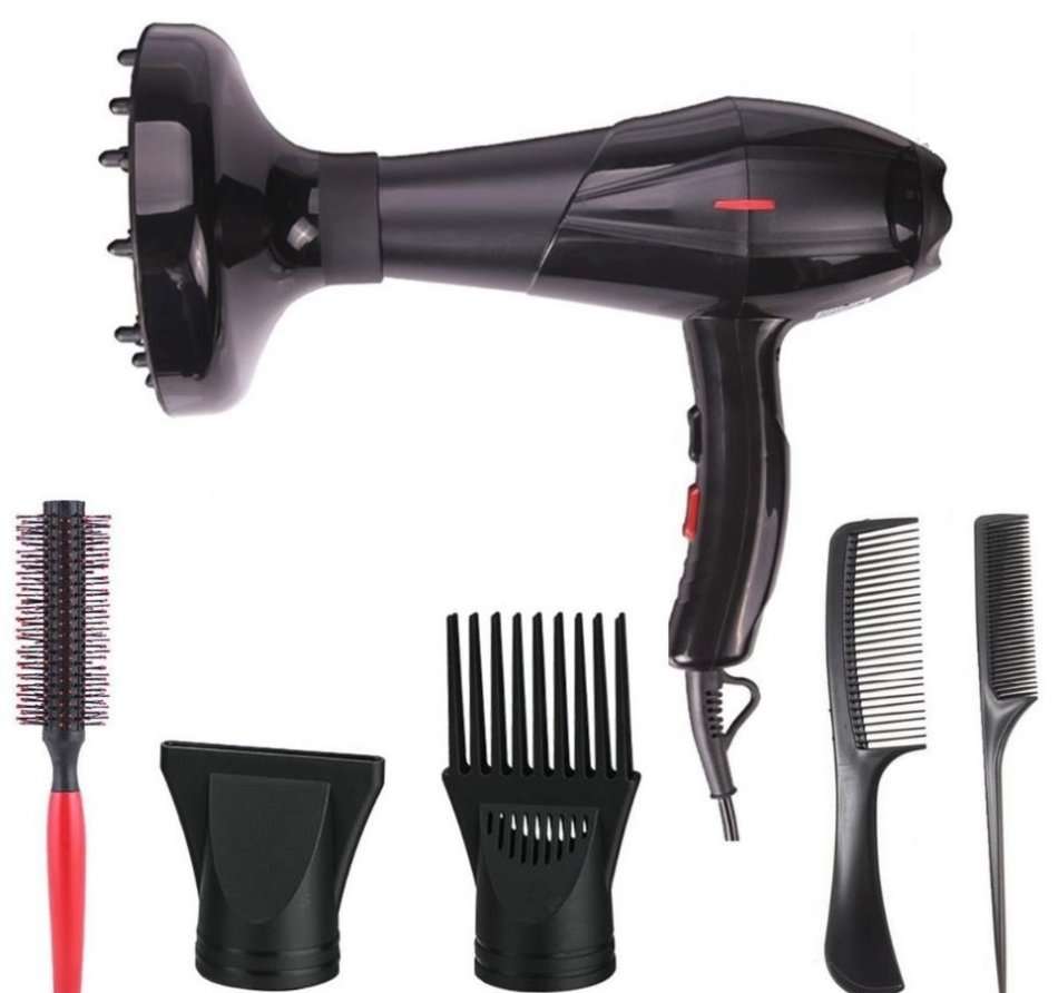6 IN 1 - 4000W Professional Hair Dryer - Heavy Duty, Extreme Power, 3 Heat Settings & Silent Design