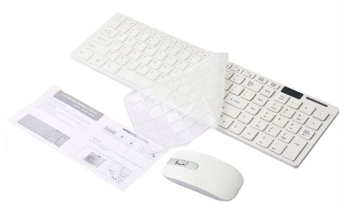 Super Slim 2.4 Ghz Wireless Keyboard, Mouse, Silicone Protective Skin & USB Receiver Combo White
