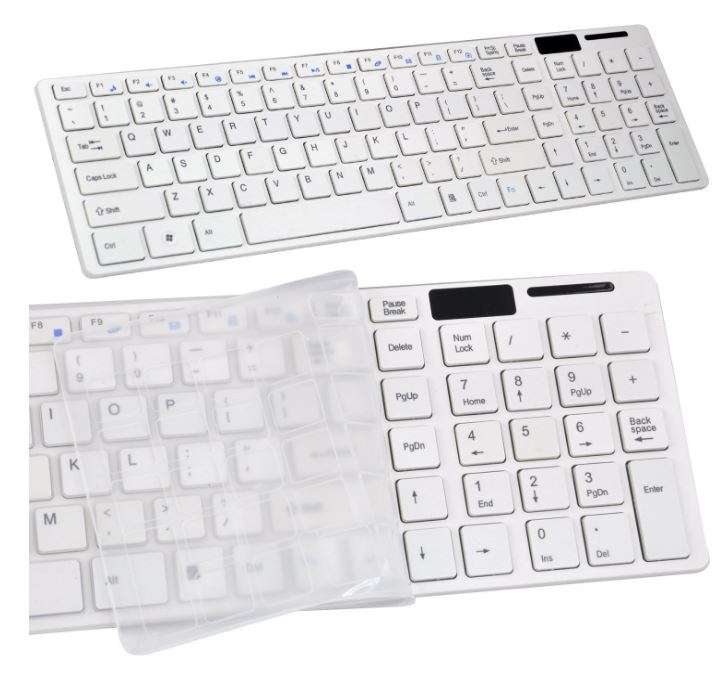 Super Slim 2.4 Ghz Wireless Keyboard, Mouse, Silicone Protective Skin & USB Receiver Combo White