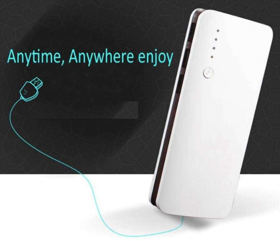 3 USB Powerbank 20000 mAh for Charging of Electronic Devices With LED Flashlight