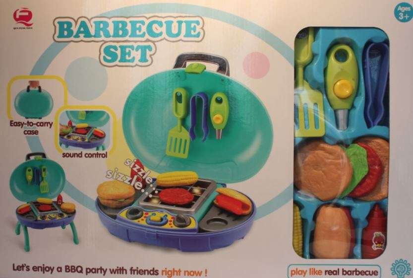 Simulation BBQ Grill Braai Play Set With Light & Sound - Easy-to-carry Case