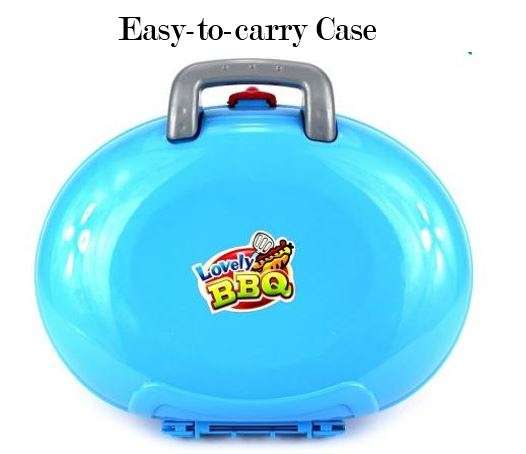 Simulation BBQ Grill Braai Play Set With Light & Sound - Easy-to-carry Case