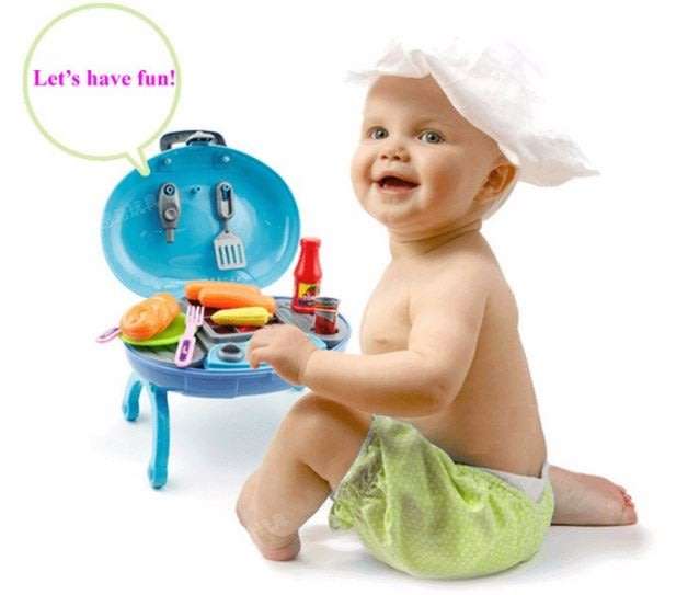 Simulation BBQ Grill Braai Play Set With Light & Sound - Easy-to-carry Case