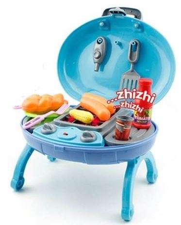 Simulation BBQ Grill Braai Play Set With Light & Sound - Easy-to-carry Case