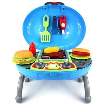 Simulation BBQ Grill Braai Play Set With Light & Sound - Easy-to-carry Case