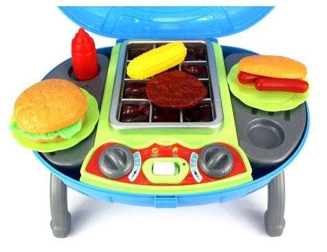 Simulation BBQ Grill Braai Play Set With Light & Sound - Easy-to-carry Case