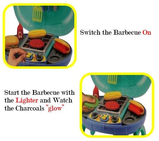 Simulation BBQ Grill Braai Play Set With Light & Sound - Easy-to-carry Case