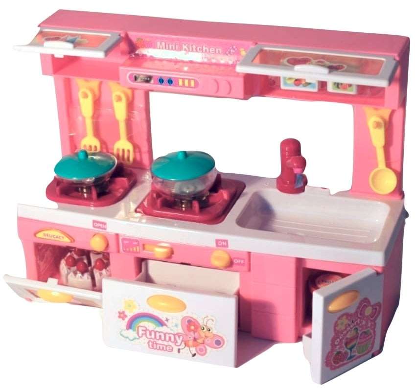 Mini Kitchen Play Set With Opening Doors, Sound & Light - Simulates a Real Kitchen With Accessories