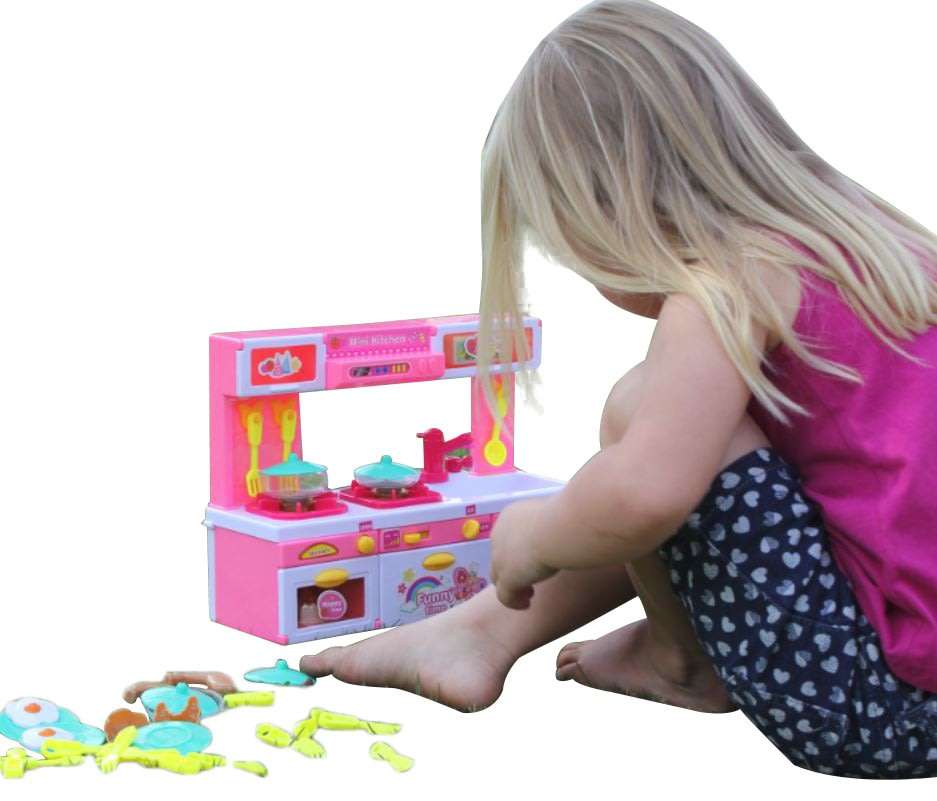 Mini Kitchen Play Set With Opening Doors, Sound & Light - Simulates a Real Kitchen With Accessories