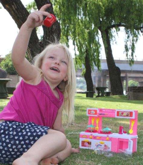 Mini Kitchen Play Set With Opening Doors, Sound & Light - Simulates a Real Kitchen With Accessories