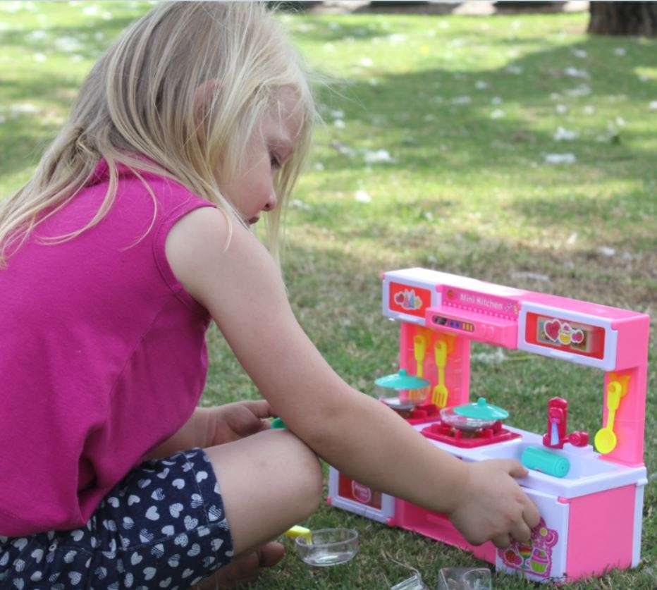 Mini Kitchen Play Set With Opening Doors, Sound & Light - Simulates a Real Kitchen With Accessories