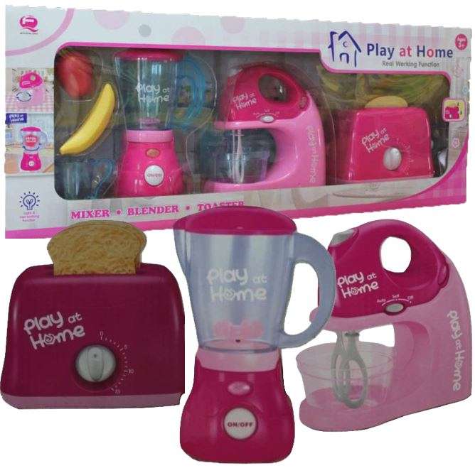Real Working Blender, Mixer & Toaster Play Set With Accessories