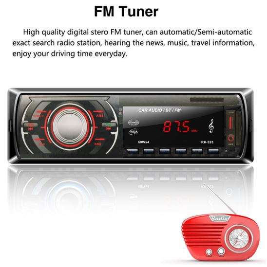 LED Bluetooth MP3 Car Radio & Remote - Supports USB, SD Card, Hands-free Calls, AUX, 5V Charging...