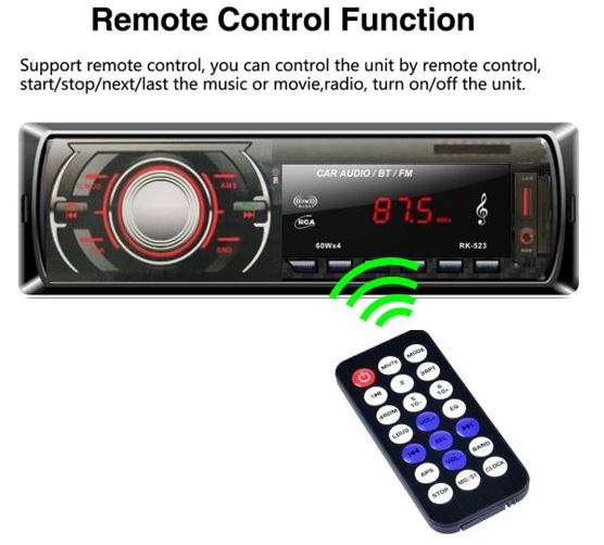 LED Bluetooth MP3 Car Radio & Remote - Supports USB, SD Card, Hands-free Calls, AUX, 5V Charging...