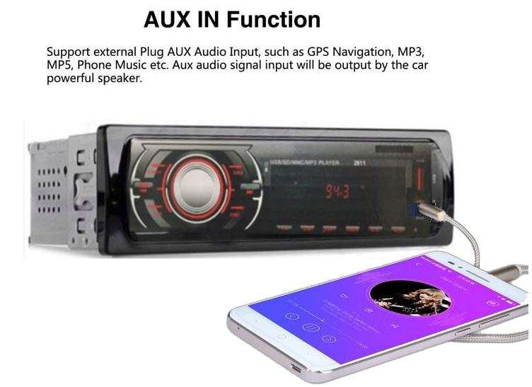 LED Bluetooth MP3 Car Radio & Remote - Supports USB, SD Card, Hands-free Calls, AUX, 5V Charging...