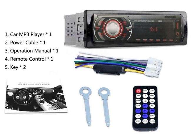 LED Bluetooth MP3 Car Radio & Remote - Supports USB, SD Card, Hands-free Calls, AUX, 5V Charging...