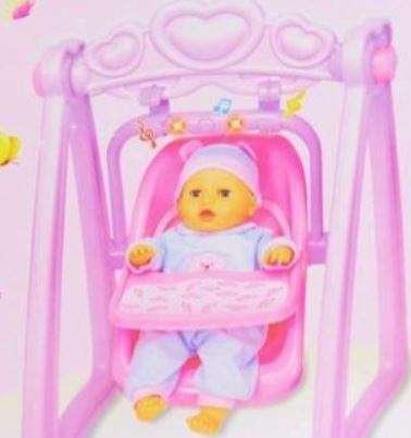 Cute Crying Baby Doll in Swing & Detachable Car Seat With Music & Lights