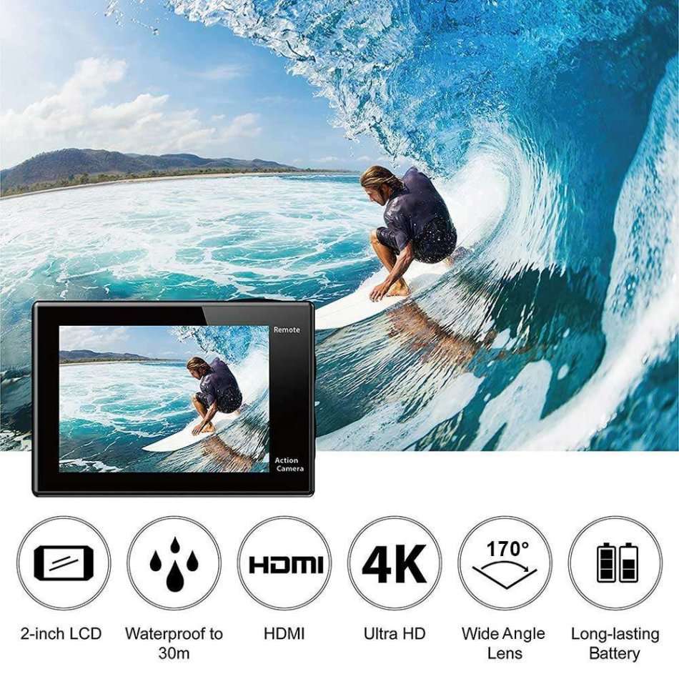 4K Ultra HD WIFI Action Sport DVR & Camera With REMOTE- HDMI, Waterproof, 170 Degree & More