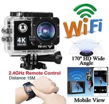 4K Ultra HD WIFI Action Sport DVR & Camera With REMOTE- HDMI, Waterproof, 170 Degree & More