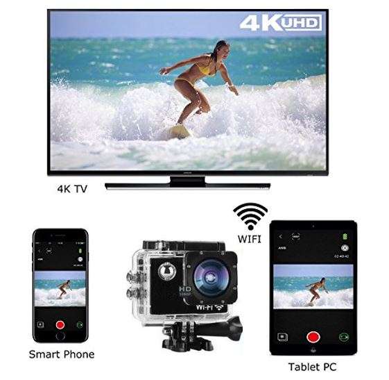 4K Ultra HD WIFI Action Sport DVR & Camera With REMOTE- HDMI, Waterproof, 170 Degree & More