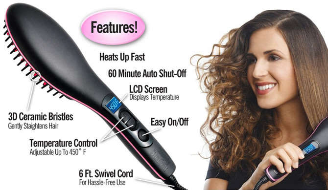 Simply Straight Ceramic Straightening Brush - Perfectly straight hair fast & easy
