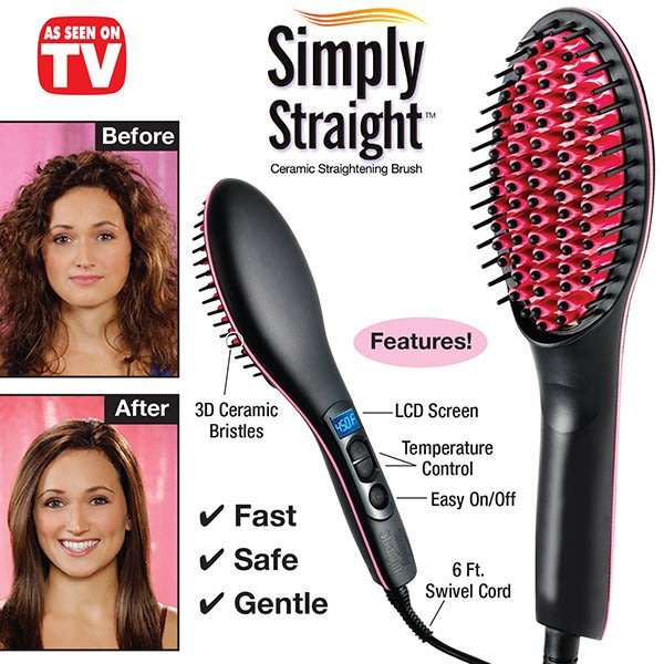 Simply Straight Ceramic Straightening Brush - Perfectly straight hair fast & easy