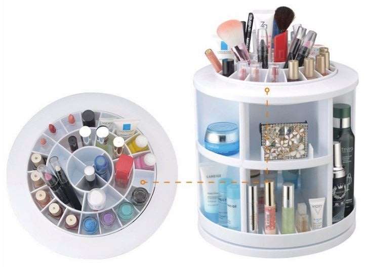 360 Degree Rotating Cosmetic Storage Display Box with 7 adjustable layers