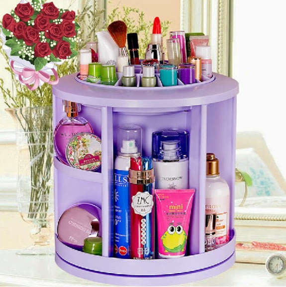360 Degree Rotating Cosmetic Storage Display Box with 7 adjustable layers