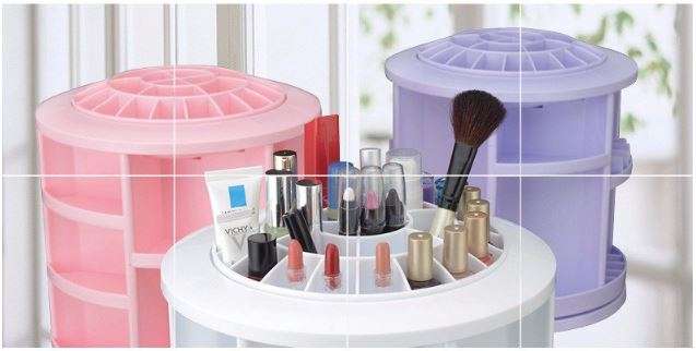 360 Degree Rotating Cosmetic Storage Display Box with 7 adjustable layers