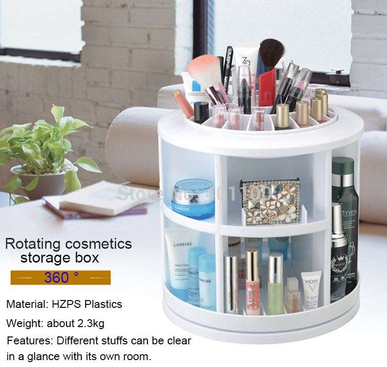 360 Degree Rotating Cosmetic Storage Display Box with 7 adjustable layers