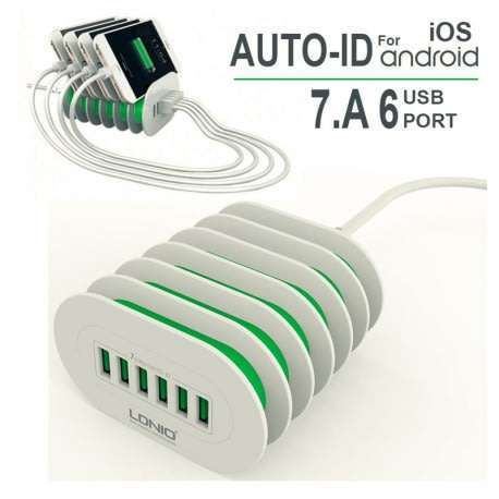 LDNIO Compact and Portable 6 USB Fast Charger for IOS and Android