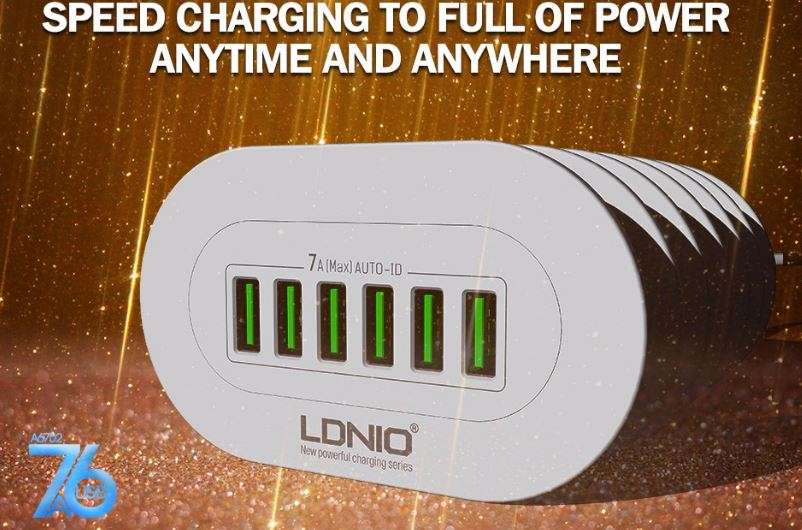 LDNIO Compact and Portable 6 USB Fast Charger for IOS and Android