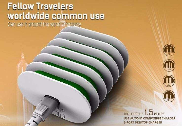 LDNIO Compact and Portable 6 USB Fast Charger for IOS and Android