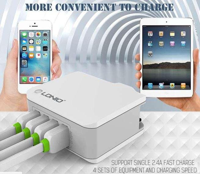 LDNIO Original 4 USB Multi Ports 4.4A Fast Charger