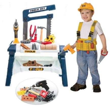 This Smart Tools Toy Workbench includes all the tools you need to build right alongside Dad