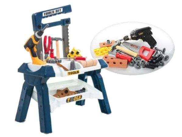 This Smart Tools Toy Workbench includes all the tools you need to build right alongside Dad
