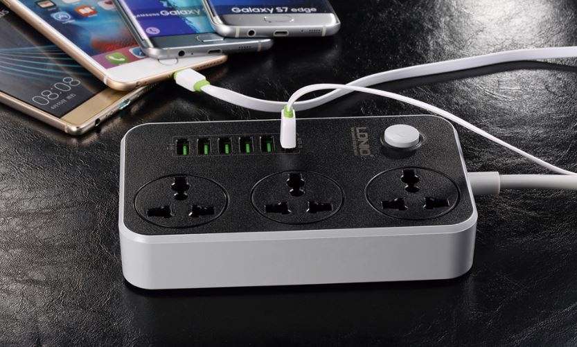 LDNIO 3.4A Power Strip Charger with 3 Power Sockets & 6 USB Charging Ports - Multi Adapter Smart USB