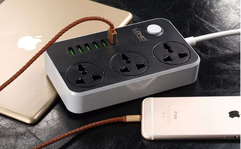 LDNIO 3.4A Power Strip Charger with 3 Power Sockets & 6 USB Charging Ports - Multi Adapter Smart USB