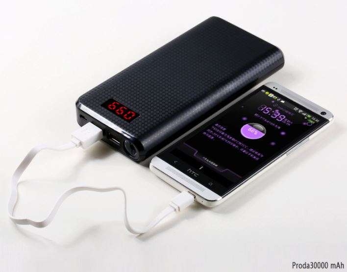 30000mAh Powerbank 2 USB for Charging of Electronic Devices, LED Digital Screen Display & Flashlight
