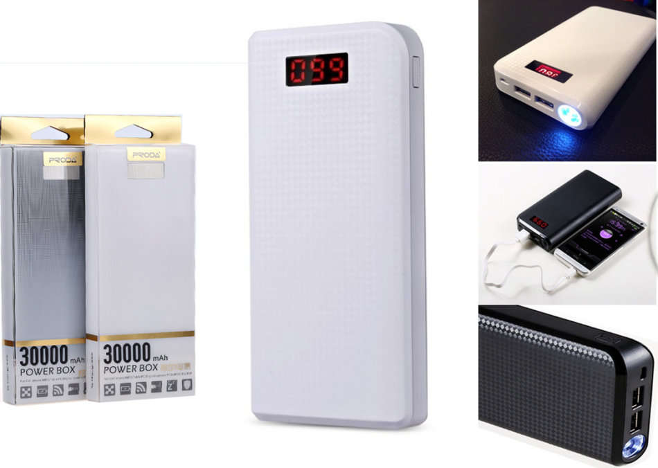 30000mAh Powerbank 2 USB for Charging of Electronic Devices, LED Digital Screen Display & Flashlight