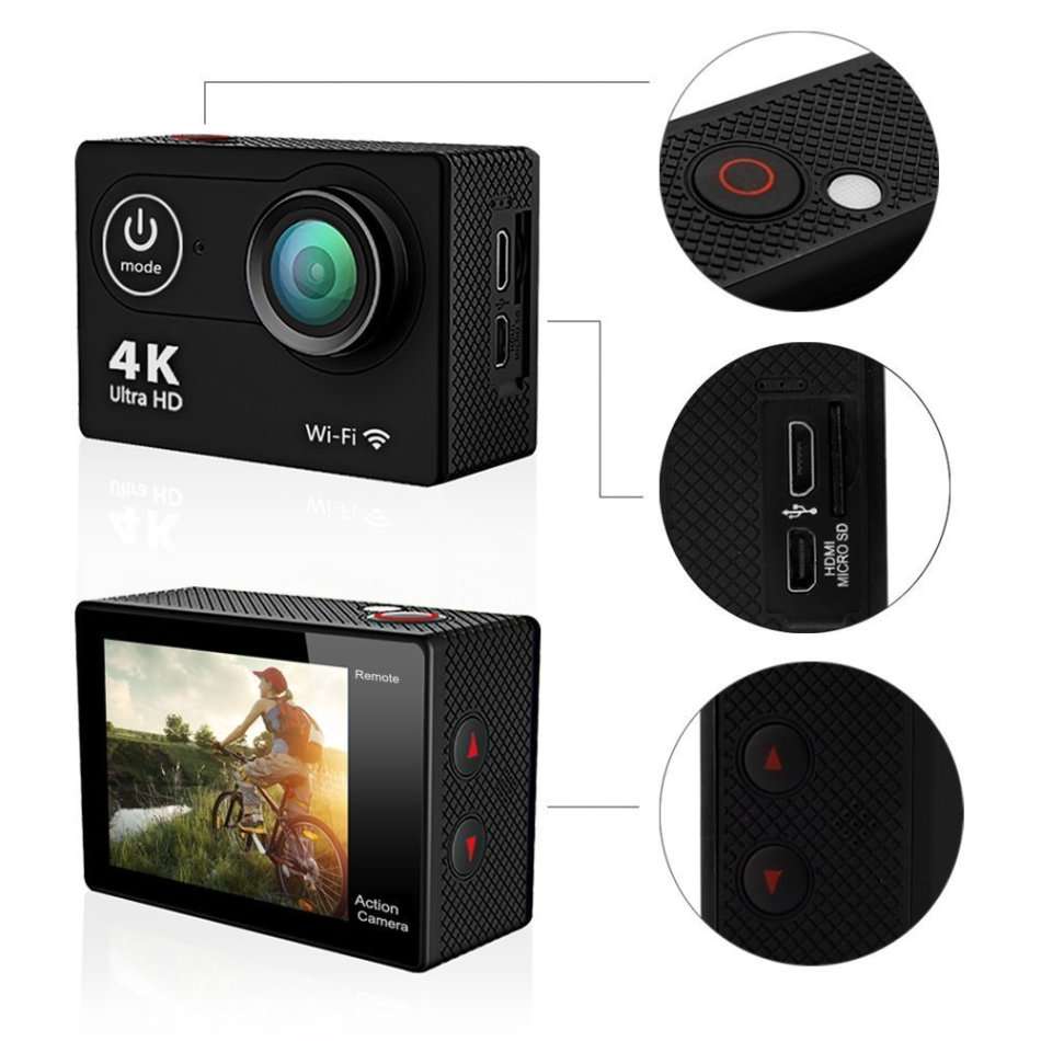4K Ultra HD WIFI Action Sport DVR & Camera With REMOTE- HDMI, Waterproof, 170 Degree & More