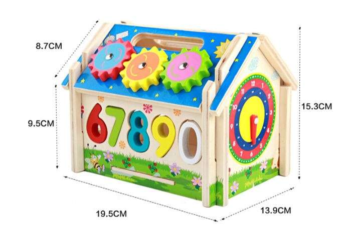 Multi-Functional Dismounting Wisdom House Wooden Learning Blocks Play Set for Kids