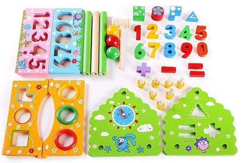 Multi-Functional Dismounting Wisdom House Wooden Learning Blocks Play Set for Kids