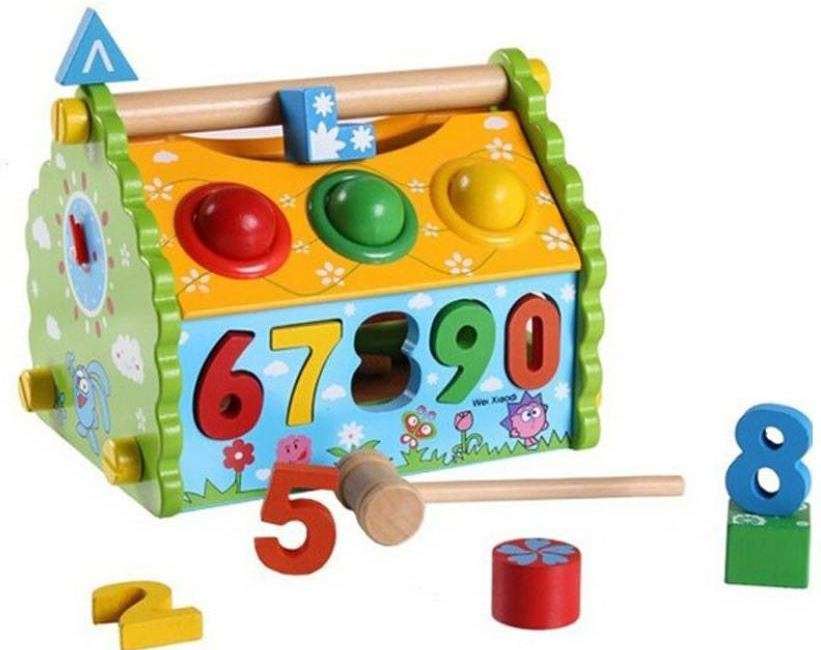 Multi-Functional Dismounting Wisdom House Wooden Learning Blocks Play Set for Kids
