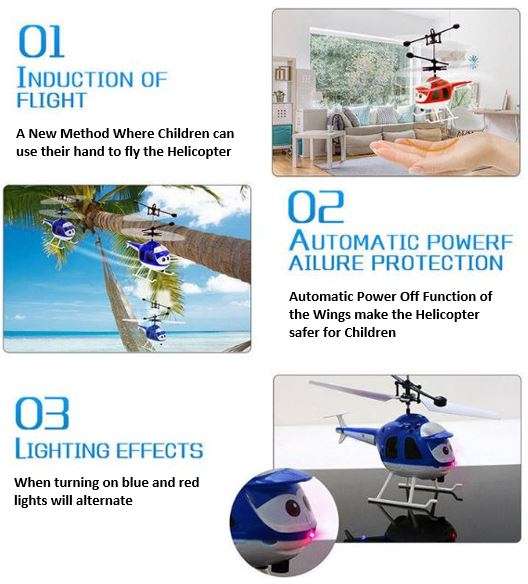 Infrared Induction Suspension Helicopter With Sensor Flying, Light Effects & USB Charging